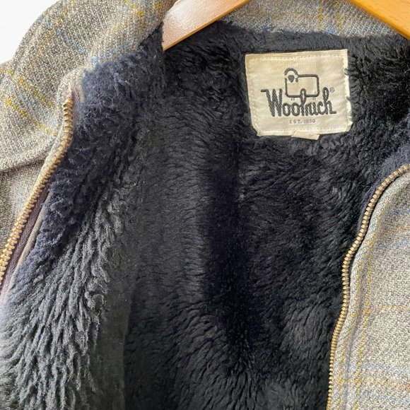 Vintage Woolrich Plaid Wool Zip Up Bomber Jacket Fleece Lined, Size S (generous) - Picture 5 of 8
